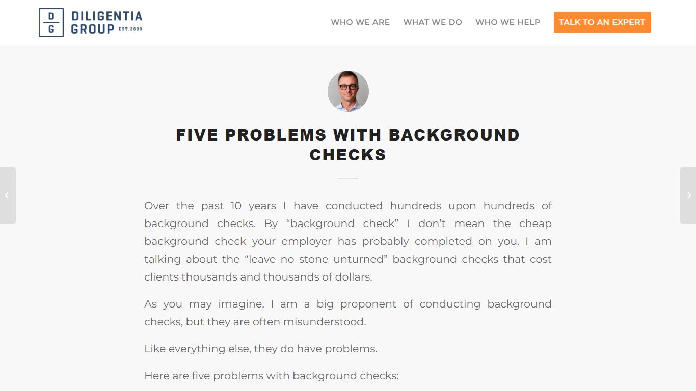 Five Problems with Background Checks – Diligentia Group